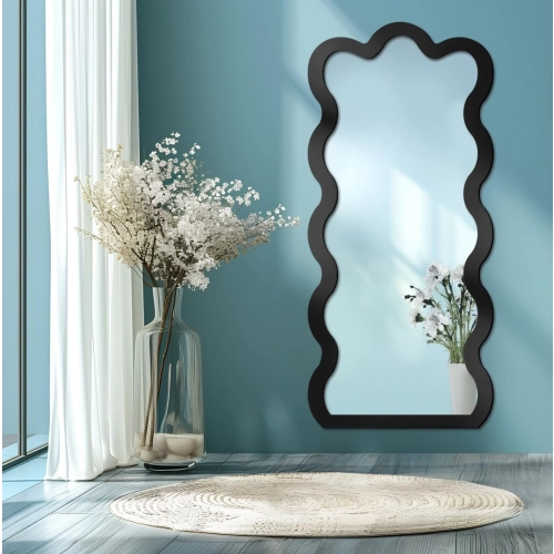 Lustro nieregularne w ramie mdf - WAVE – Blobs Mirrors Czarna Rama
